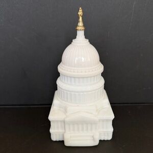 Vintage Avon "The Capitol" 4.5 Ounce Milk Glass Aftershave Decanter Circa 1970s